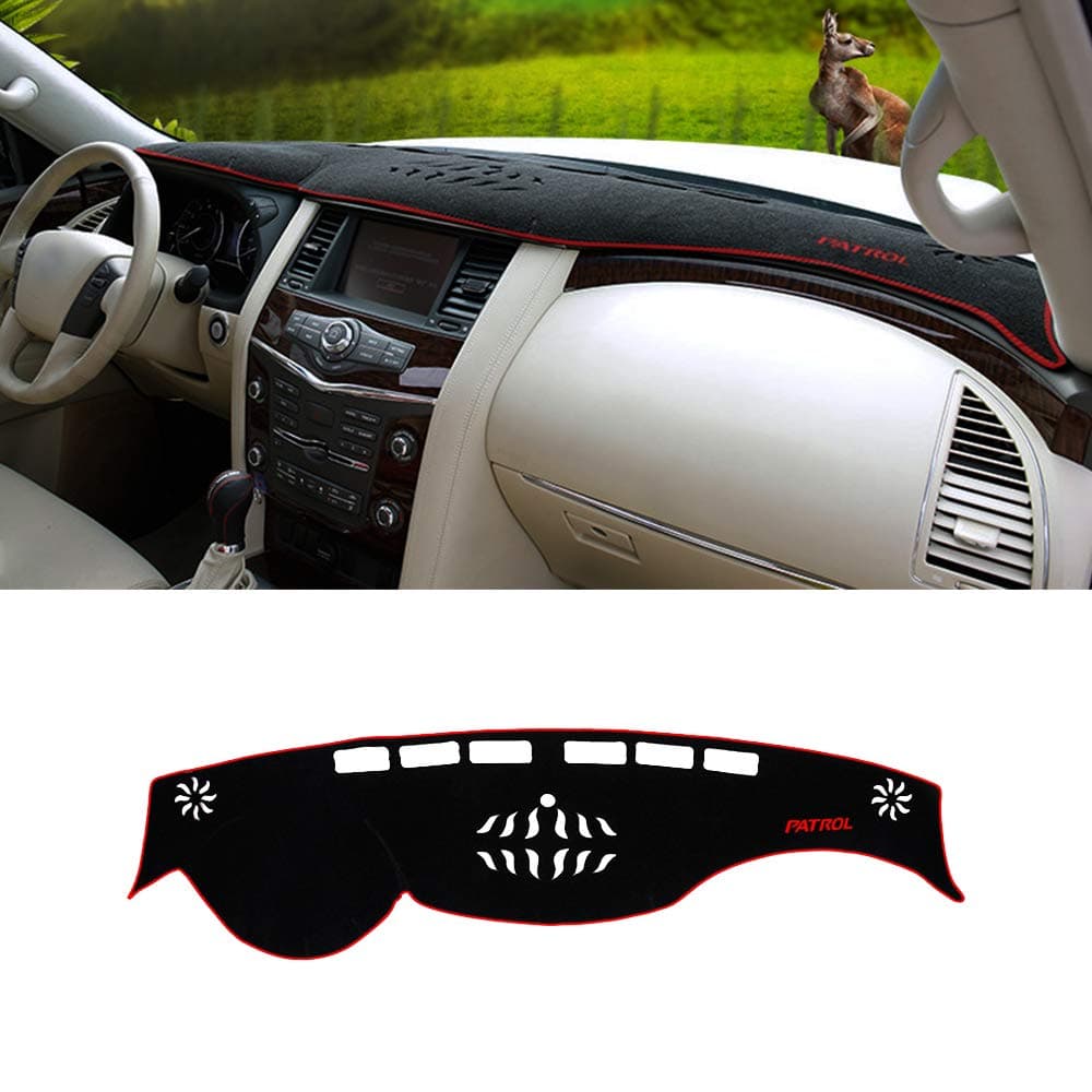 YaLumei Car Dashboard Center Console Cover Protector Dash Mat Sun Cover Pad Compatible for Nissan Patrol Y62 2014 2015 2016 2017 2018 (RED Side)