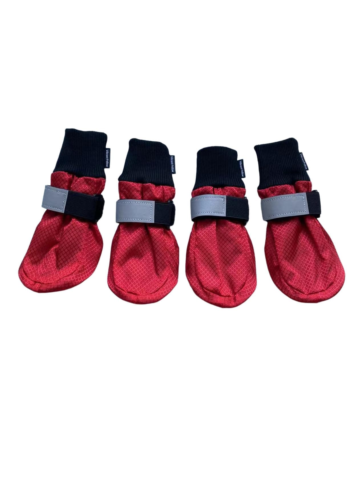 Vibrant FellowPaw Protector Dog Boots Soft Protective and Skid-proof Set of 4 Size M Red Colour
