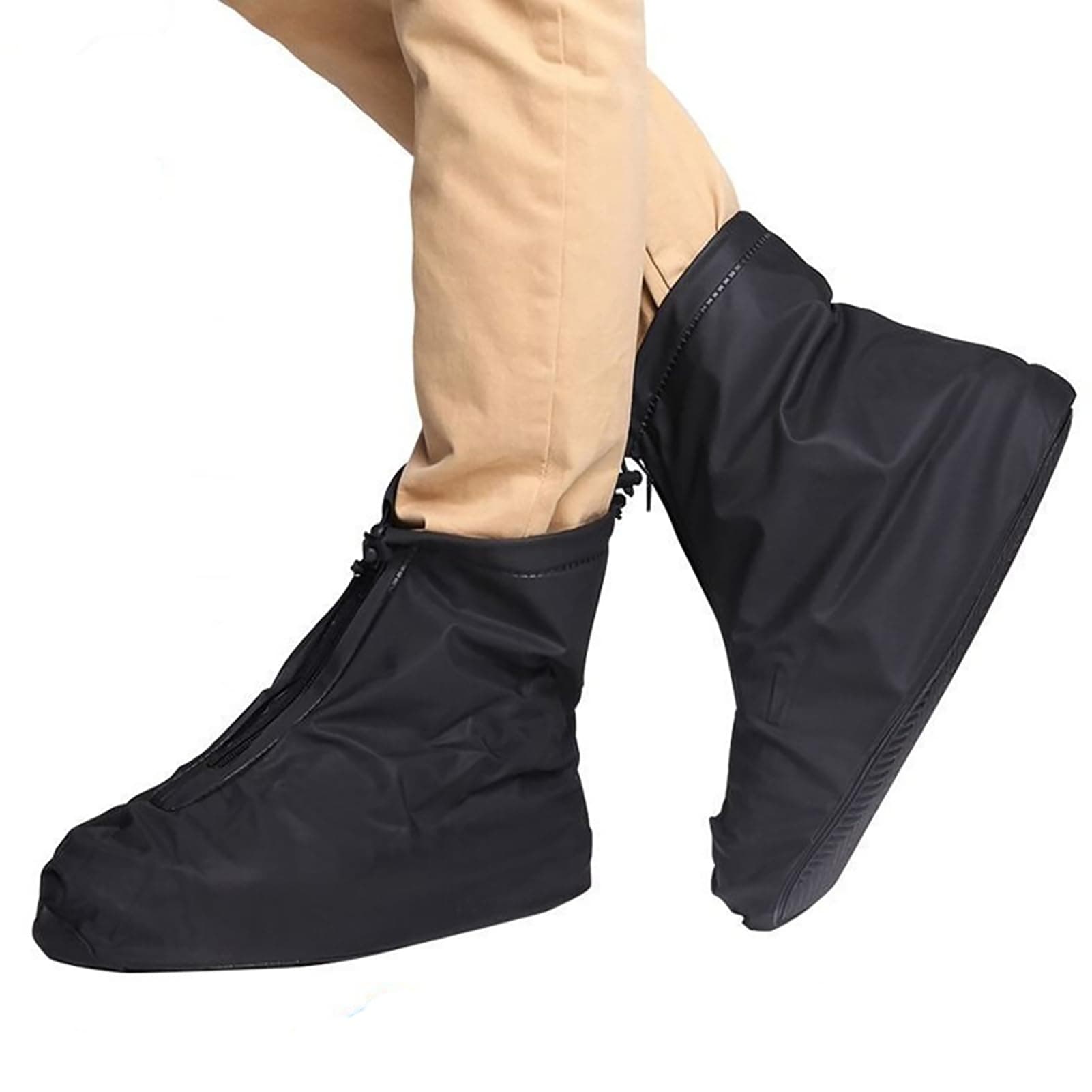 Waterproof Shoe Covers, Reusable Foldable Slip Proof Bottom Overshoes with Zipper, Keep Shoes Dry for Cycling Fishing Walking in Rain Snow and Mud