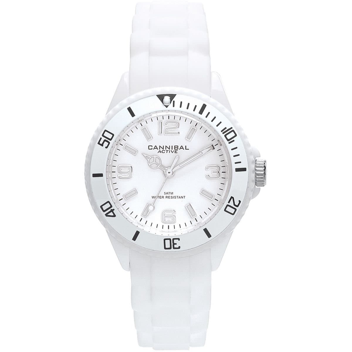 Cannibal Kid's Quartz Watch with White Dial Analogue Display and White Silicone Strap CK215-01
