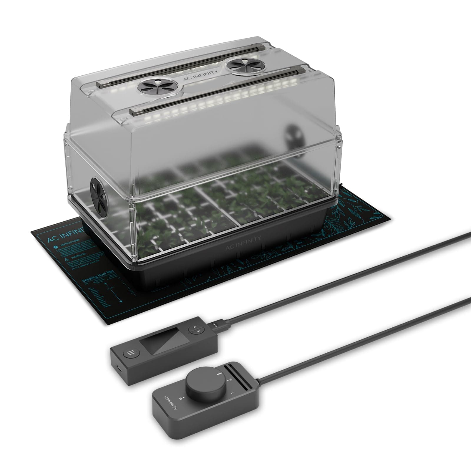 Heavy-Duty Humidity Dome 5x8 Germination Kit with Waterproof Seedling Mat, Full Spectrum LED Grow Light Bars, Samsung LM301H EVO Diodes, Vented Extension Panels, for Seed Starting