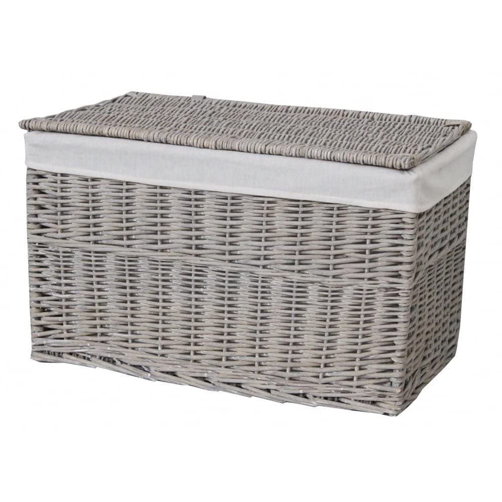 Katie Jane HOME Grey Wash Wicker Storage Trunk Chest Basket Medium