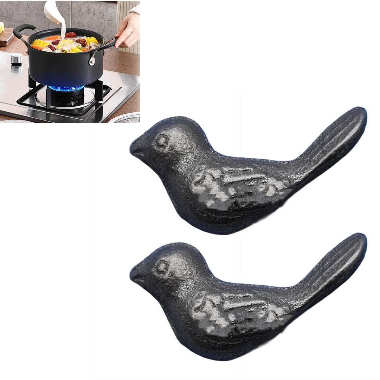 Iron Fish, Cast Iron Bird for Iron Infused Cooking, Add Natural Iron to Food & Water, Effective and Safe Reusable Cooking Tool, Ideal for Vegans, Pregnant Women & Athletes (2 Pcs Bird)