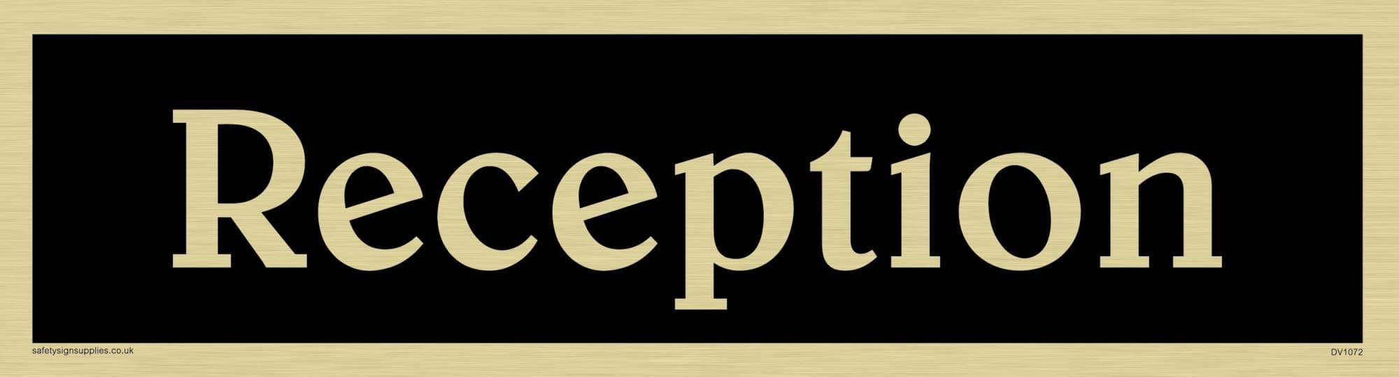Viking Signs DV1072-L26-GV "Reception" Sign, Negative Black Text, Vinyl Gold Sticker, 225 mm H x 60 mm W
