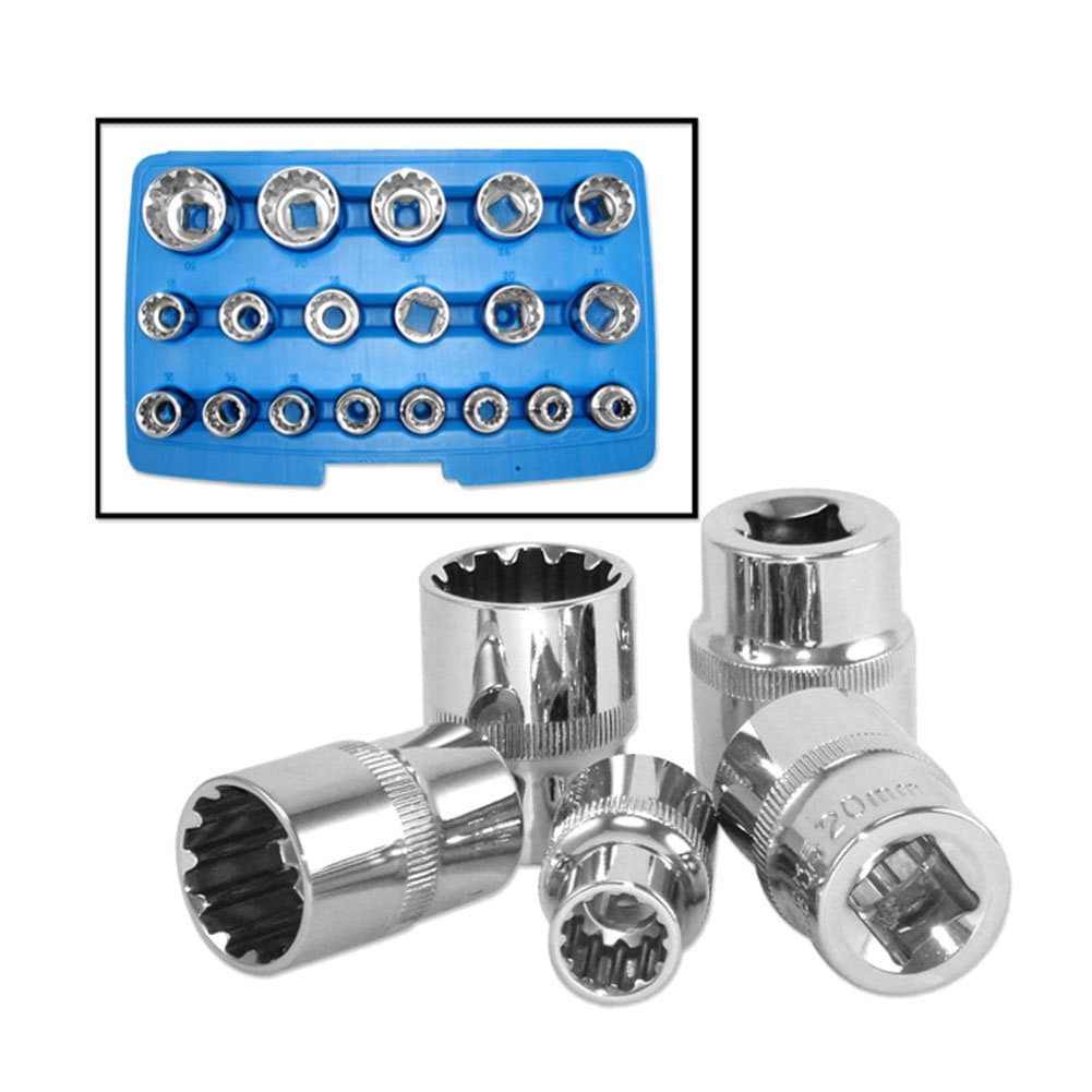 Capri Tools 30014 1/2-Inch Drive Octa-Metric Spline Universal Socket Set