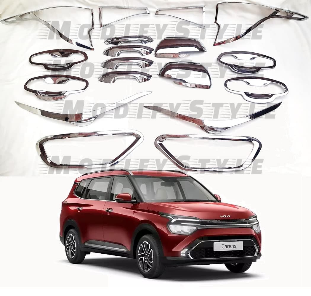 Exterior Chrome Accessories Combo Kit Suitable for KIA Carens (Set of 18pcs)