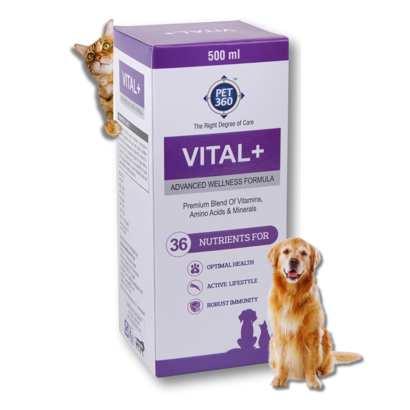 Vital+ Advanced Wellness Formula for Dogs & Cats | Multivitamin Syrup for Healthy Skin, Joints & Boosted Immunity | Nutritional Supplement with Vitamins & Minerals for Enhanced Growth - 500 ml