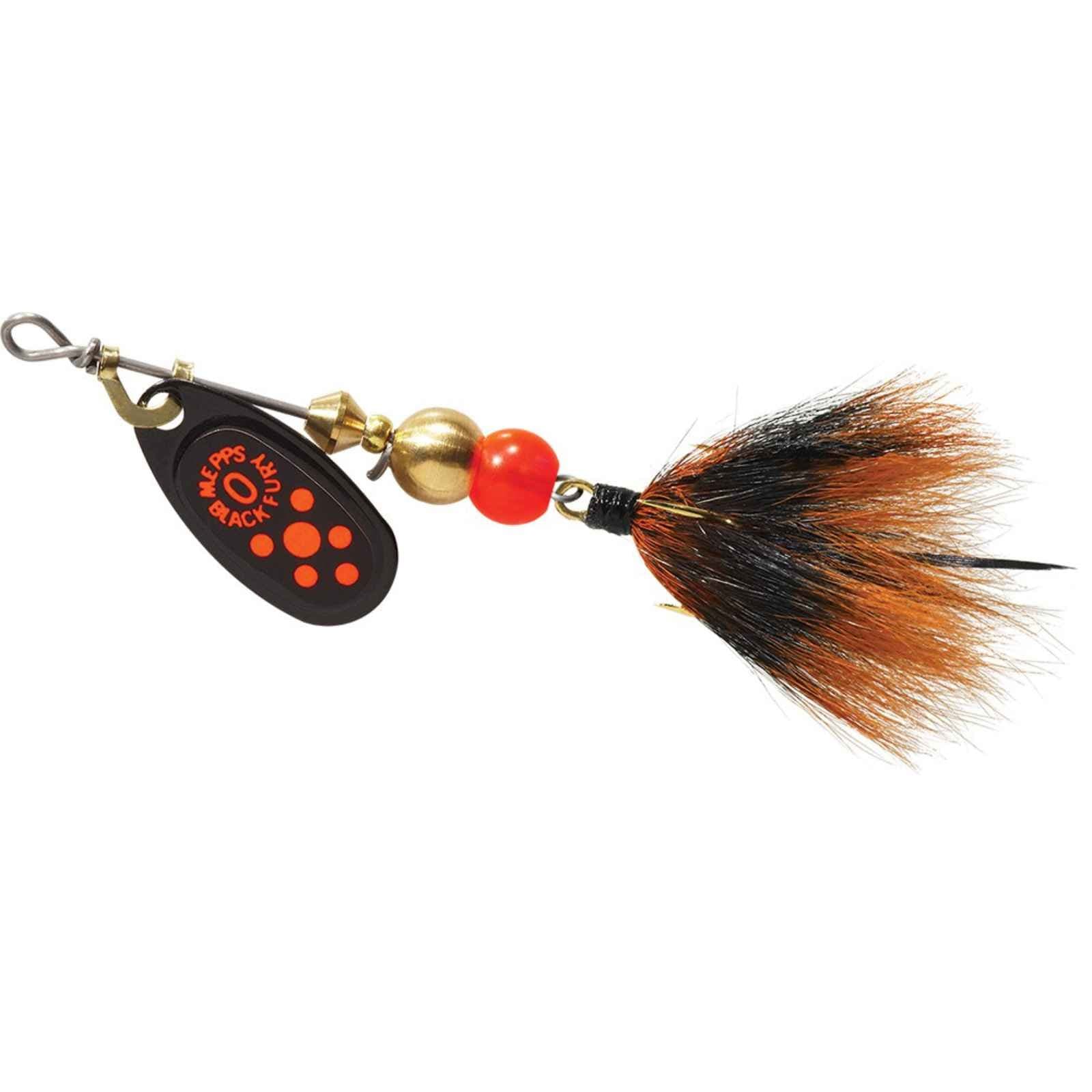 Mepp's Black Fury Dressed Treble Fishing Lure, 1/12-Ounce, Fluorescent Red Dot/Black Red Tail (BF0T FL)