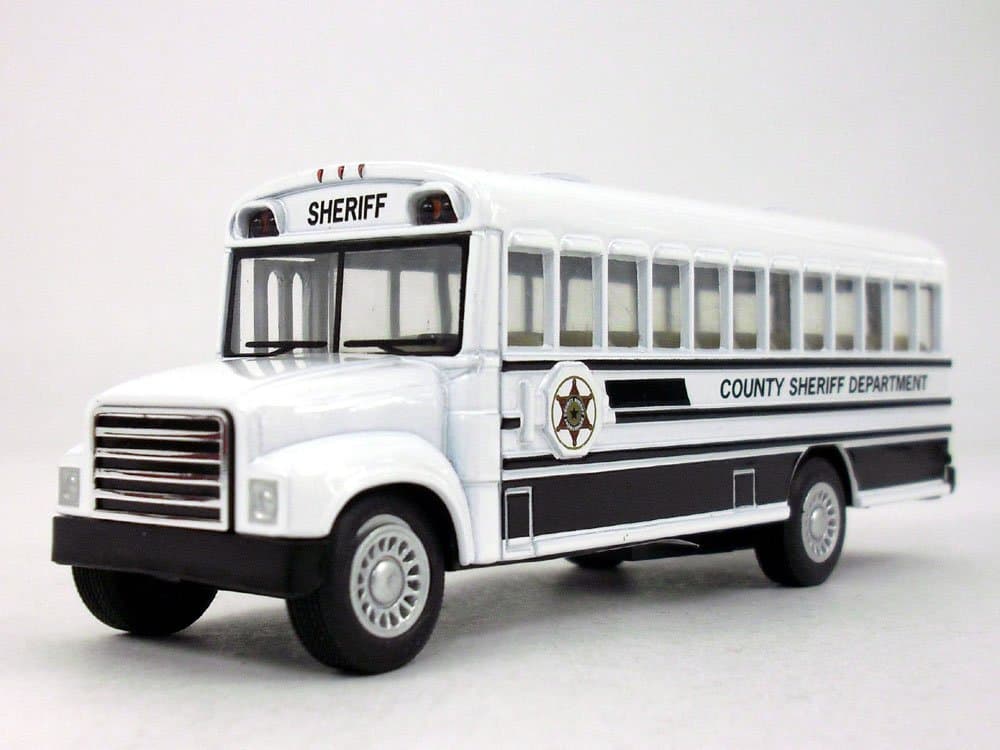 5 Inch Long County Sheriff Department Bus Scale Diecast Metal Model - WHITE