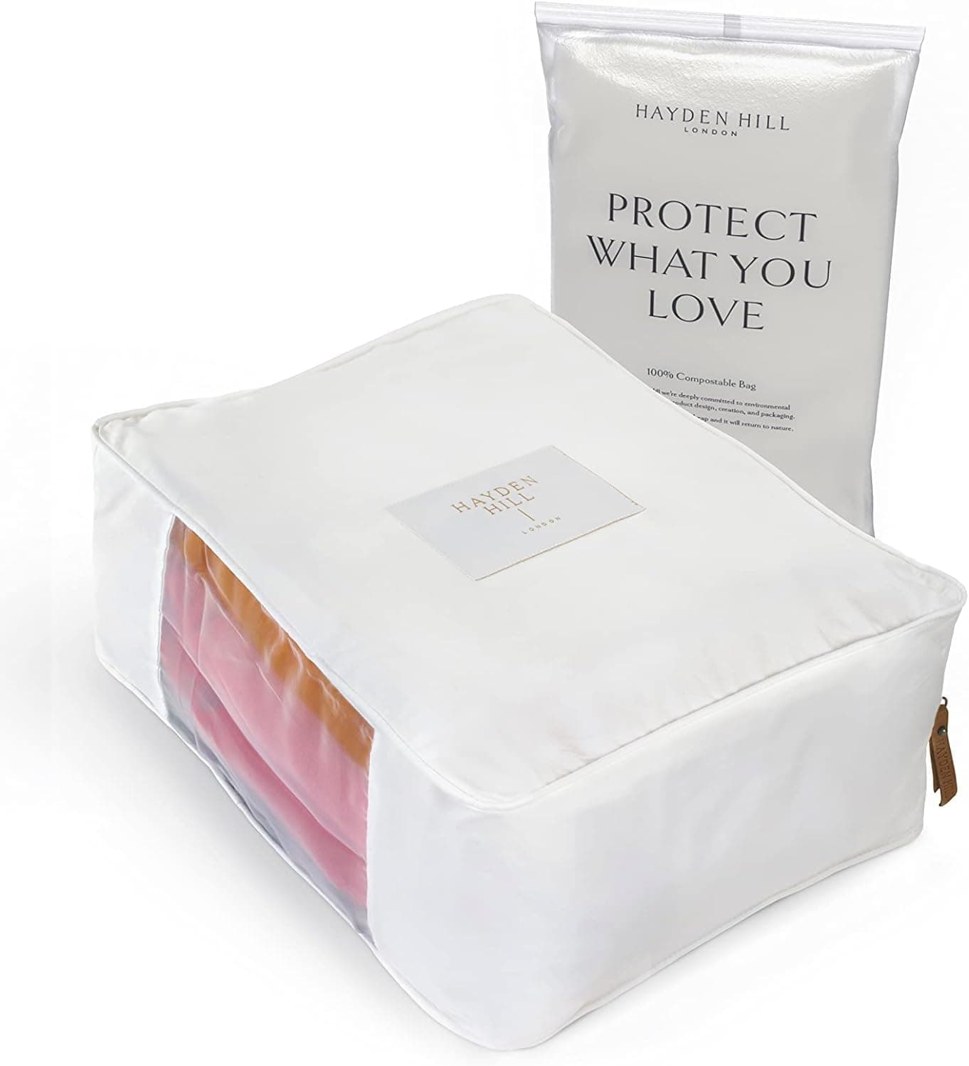 Hayden Hill Luxury Organic Cotton Sweater Bag - Fits 4 Fine Knit Sweaters - 15 Inch - Cashmere Garment Bag - Breathable Moth Proof Storage for Clothes and Sweaters - Carbon Neutral