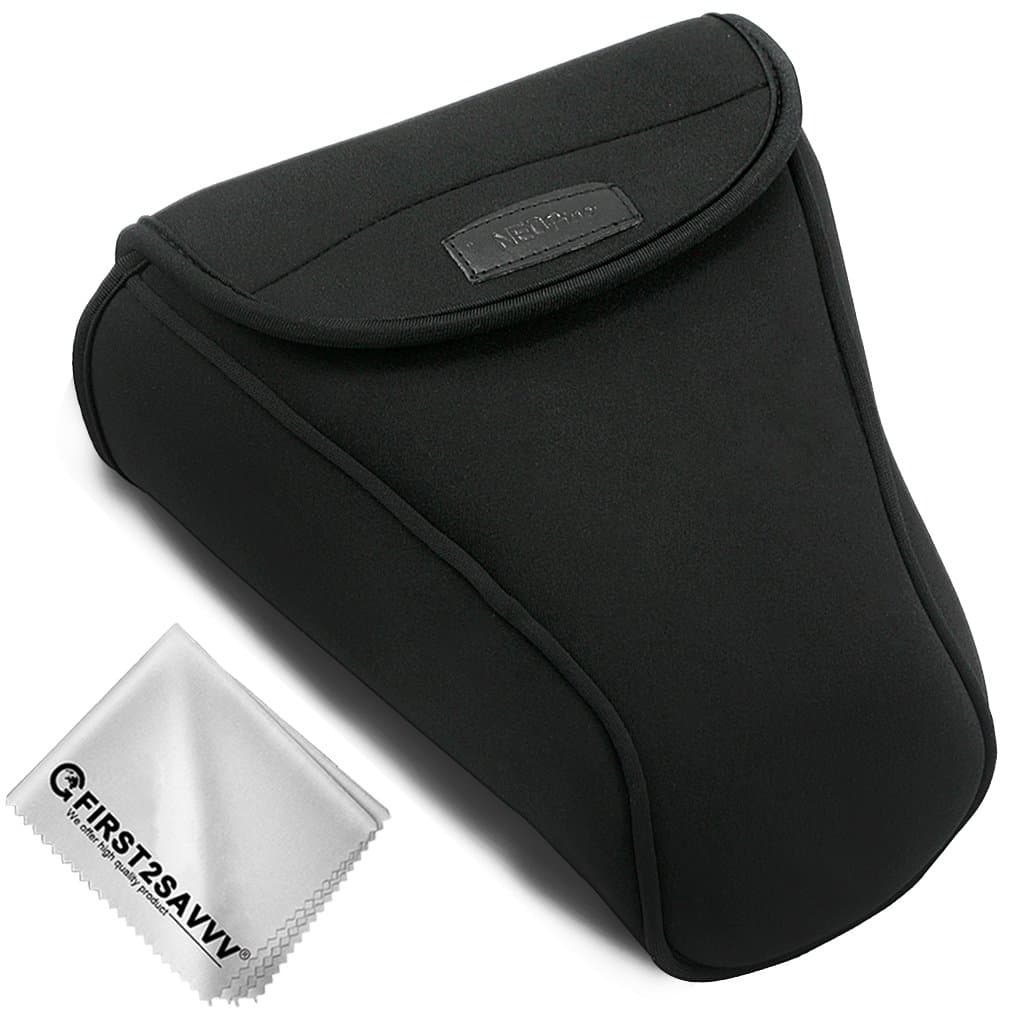 First2savvv Neoprene Camera Case Bag for Nikon D7500 D7200 D7100 D7000 D750 D500 D90 D80 D70 with 18-105 18-135 18-140 18-200 mm Lens + Cleaning cloth QSL-SLRL-N-A01