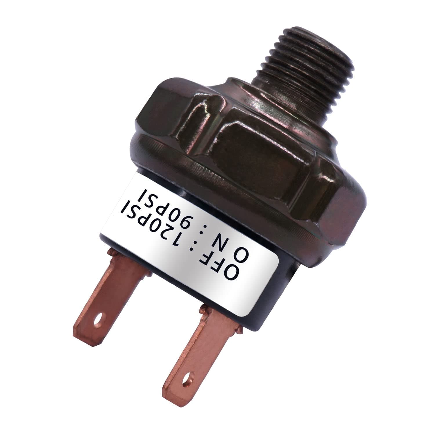 mankk Air Pressure Switch 90-120 PSI Thread 1/8" NPT 24V 12V DC Air Compressor Pressure Switch for Air Horn Train 90-120-1/8" NPT-BK