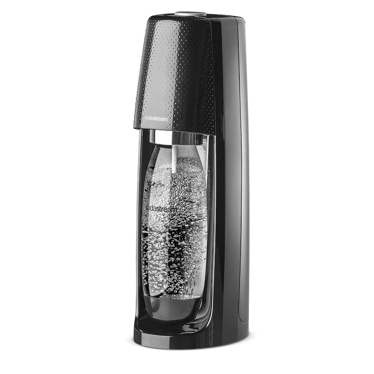 sodaStream Spirit Sparkling Water Maker Machine with 1 Litre Reusable BPA Free Water Bottle for Carbonating and 60 Litre CO2 Gas Cylinder - Black