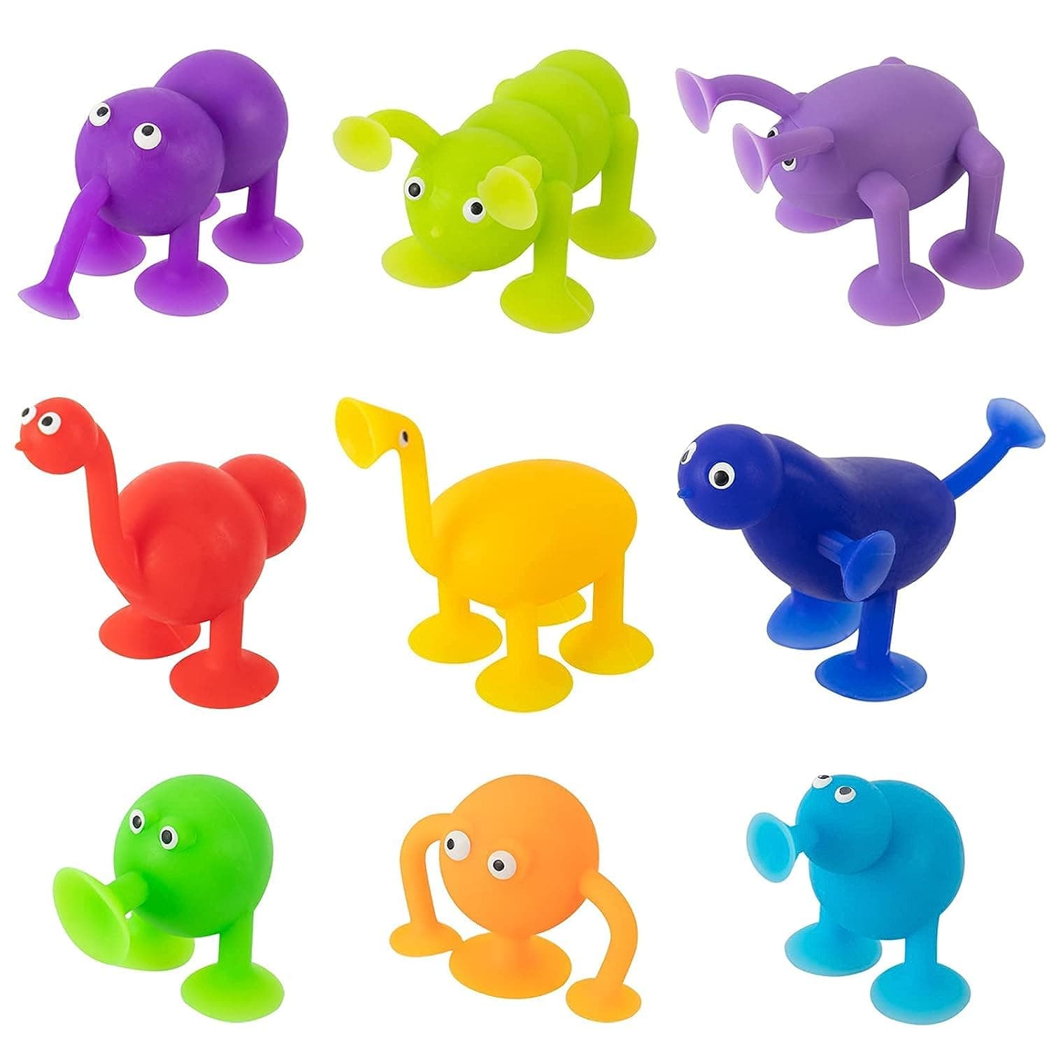 – Suction Cup Toys, 9 Piece Soft Silicone Building Blocks Suction Cup Toys Pressure Play Set, Animal Shaped Suction Cup Toys Multicolor Pressure Release Parent-Child Interactive Games, Kids Room