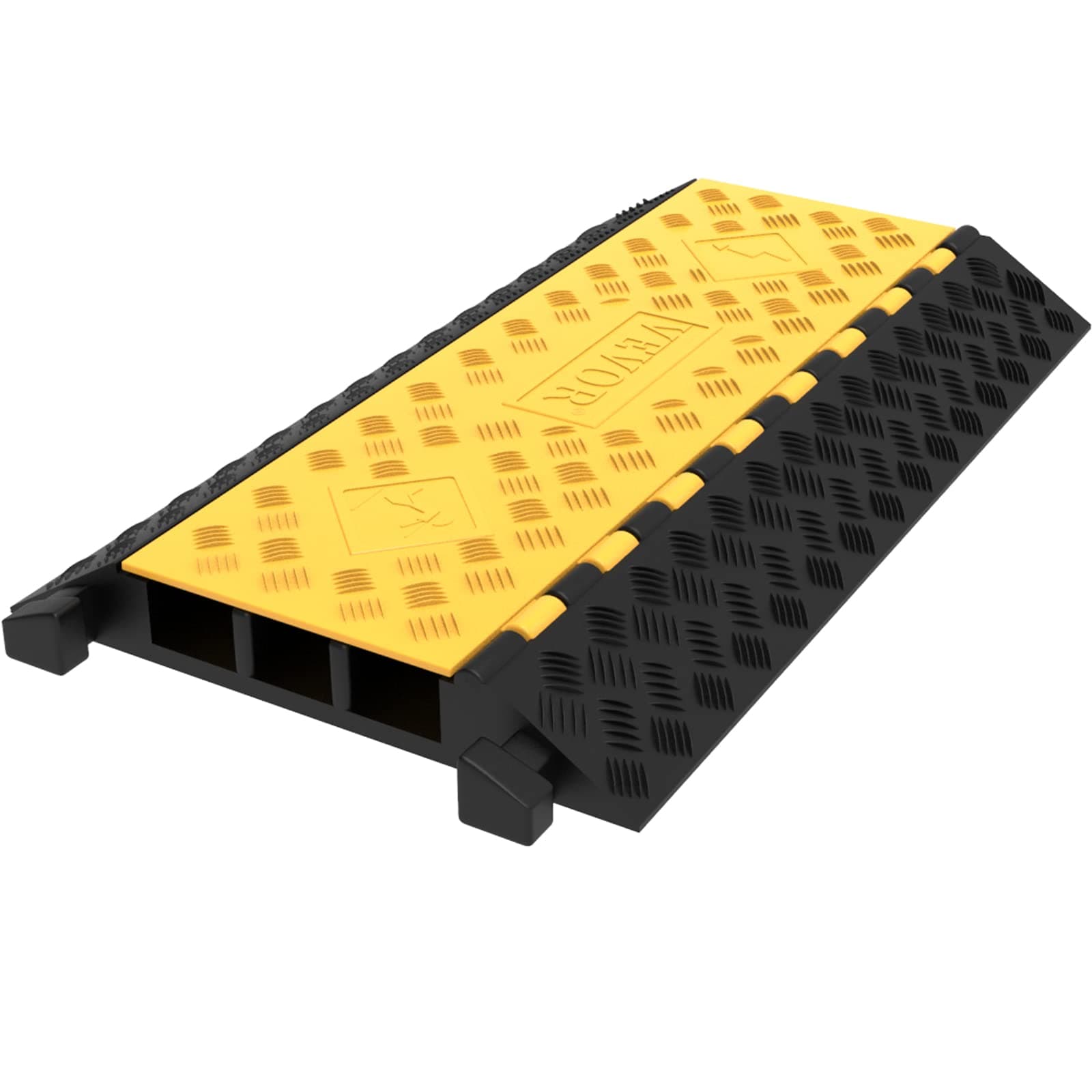 Happybuy3 Channel Rubber Cable Protector Ramp 2 x 2.3 Inch Channel Heavy Duty Cable Wire Cord Cover Ramp Speed Bump Driveway Hose Cable Ramp Protective Cover