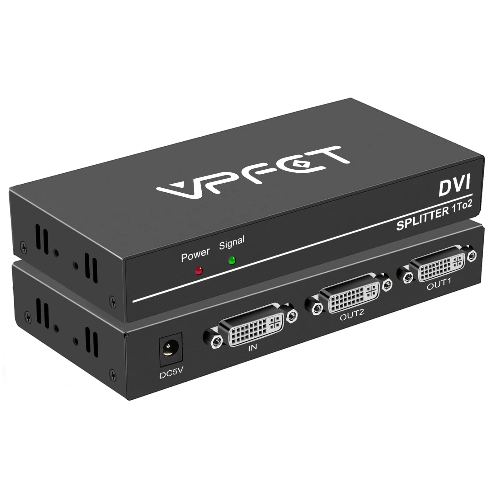 DVI Splitter 1x2 DVI 1 in 2 Out 2Port DVI Distribution Duplicator Splitter Supports Resolution up to 4K2K/30Hz Automatically Copy EDID