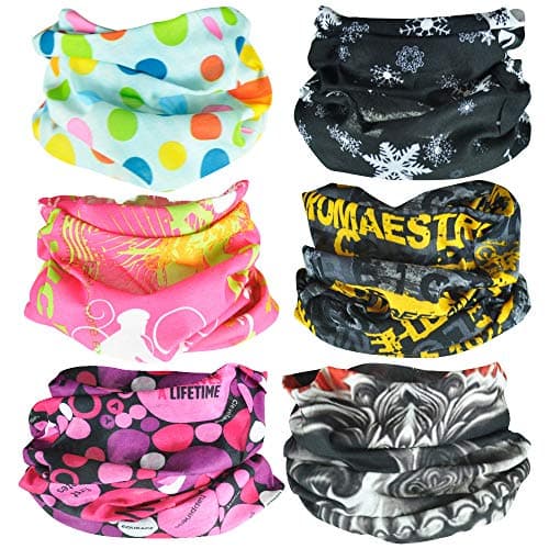Wocharm 6pcs Headband Scarf for Dust Outdoors Bandana, Seamless Face Mask, Headwrap (6# Group)
