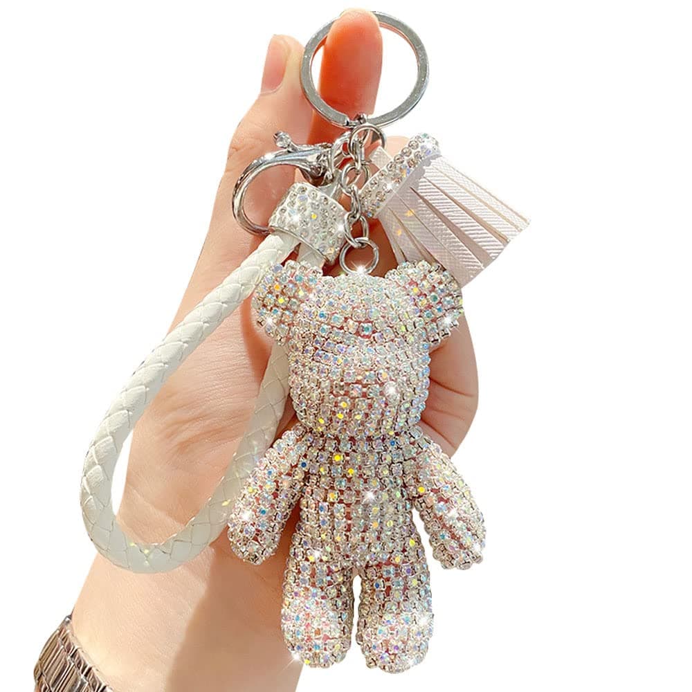 BONICI Creative Cool Diamond Bear Design Pendant Keychain Key-Chains Keyrings