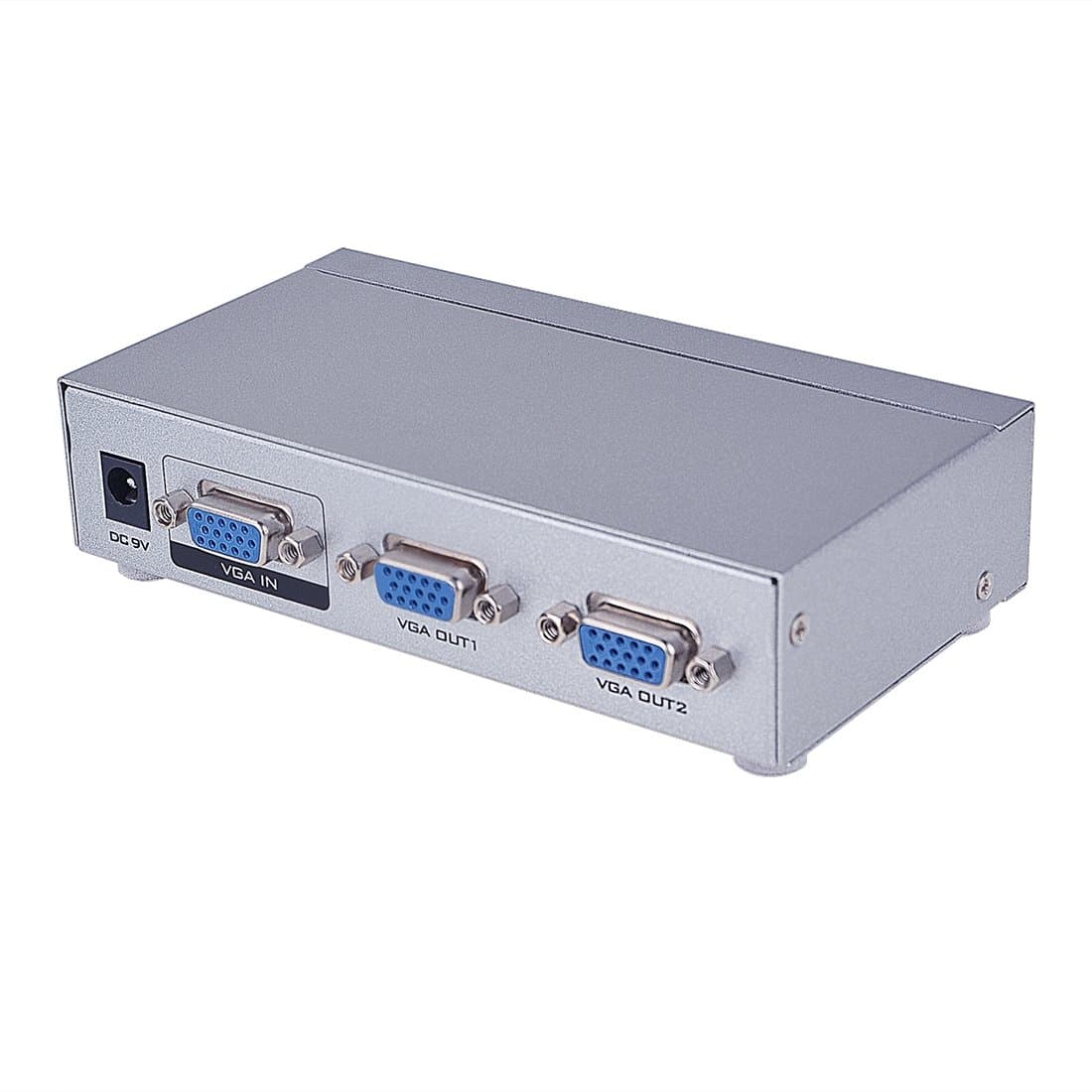 VGA Splitter 2 Way Distributor, 1 PC to 2 Monitors Image Sharing Box, 250MHz Signal Extend up to 30m, Support 1920x1440