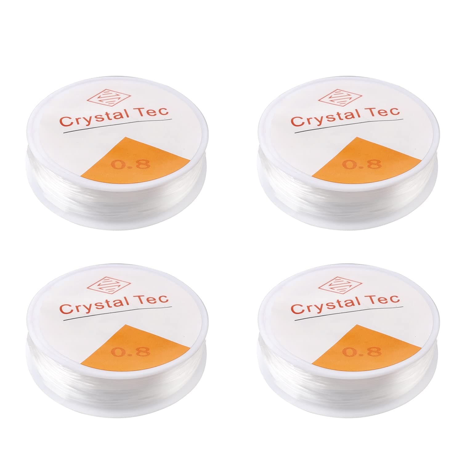 4 Pcs 0.8mm Clear Elastic Cord, Stretchy Bead Cord Crystal String for Jewelry Necklace & Bracelet Making