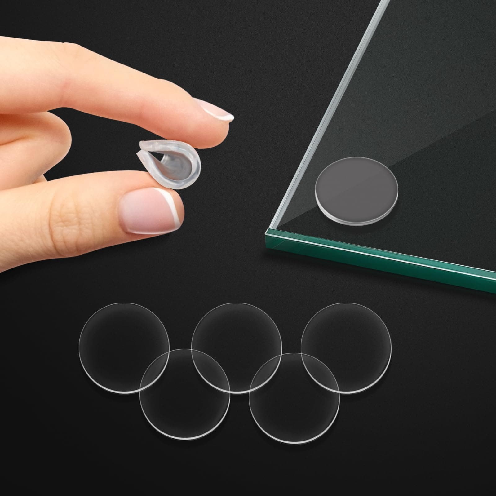 Premium Self Adhesive Clear Soft Glass Table Top Bumper, Anti Slide and Scratch for Glass Table, Round Rubber Pads for Glass Table Top Spacer, (20mm*2mm, 24 PCS)