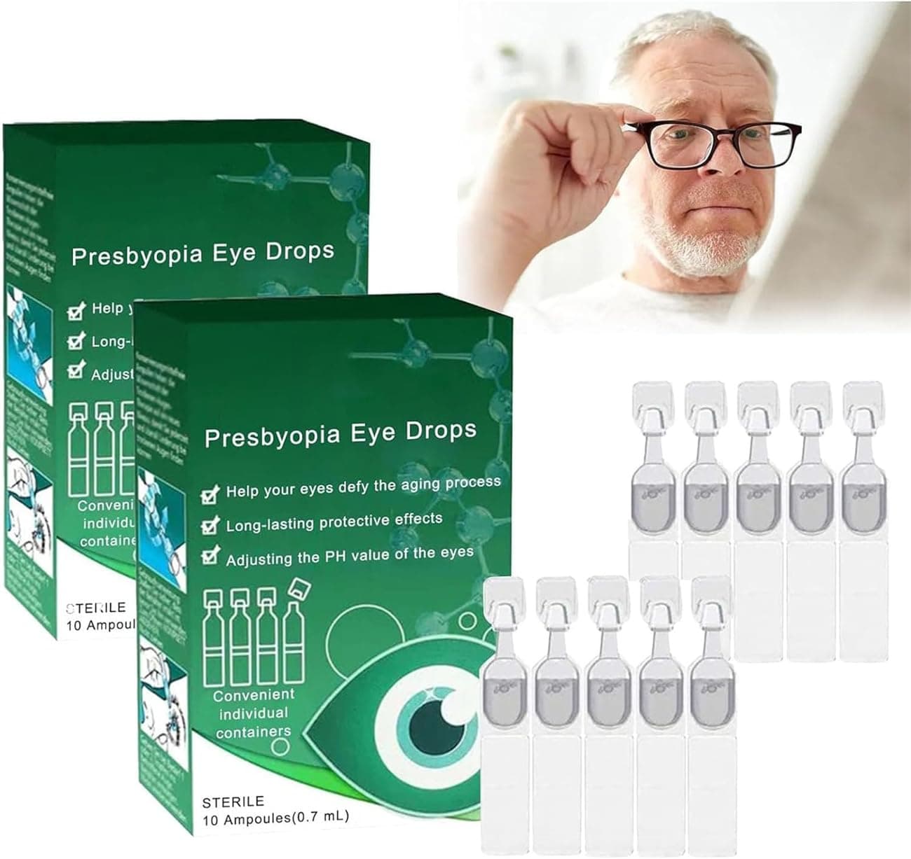 Seurico Presbyopia Eye Drops,Optivipro Presbyopia Eye Drops,Optivipro Eye Drops,Presbyopia Recovery Treatment Eye Drops,Presbyopia Vision Recovery Eye Drops,Brightening Eye Drops for Dry Eye (2 Pcs)