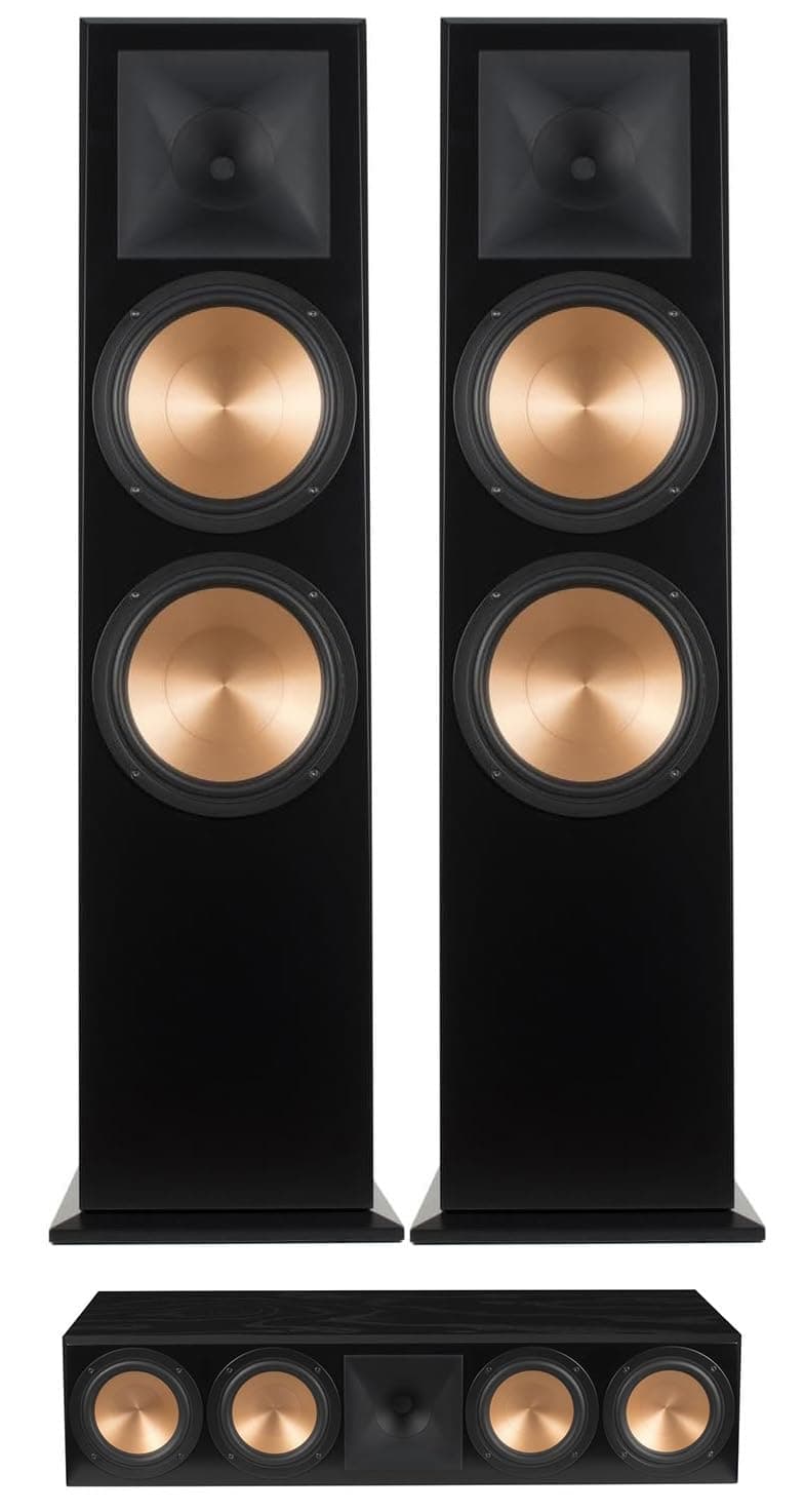 Klipsch RF-7 III Black Ash Wood Furniture Made Floorstanding Speaker Pair with a Klipsch RC-64 III Black Ash Wood Furniture Made Center Channel Speaker (2017)