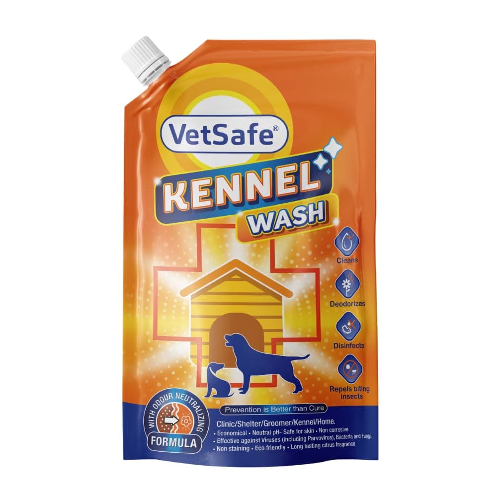 VetSafe Kennel Wash 1000 ML | Kennel Cleaner | Pet Floor Cleaner | Pet Area freshener | Odour Neutralizer | Anti Microbial | Disinfectant| Super Concentrate | Orange Power