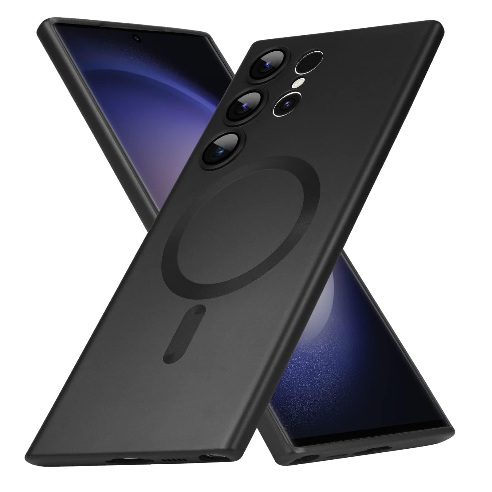 Matte for Samsung Galaxy S21 Ultra Case, Compatible with Mag-Safe, Slim Thin Magnetic Cover with Built-in Camera Lens Protector Shockproof Phone Shell (S21 Ultra, Black)