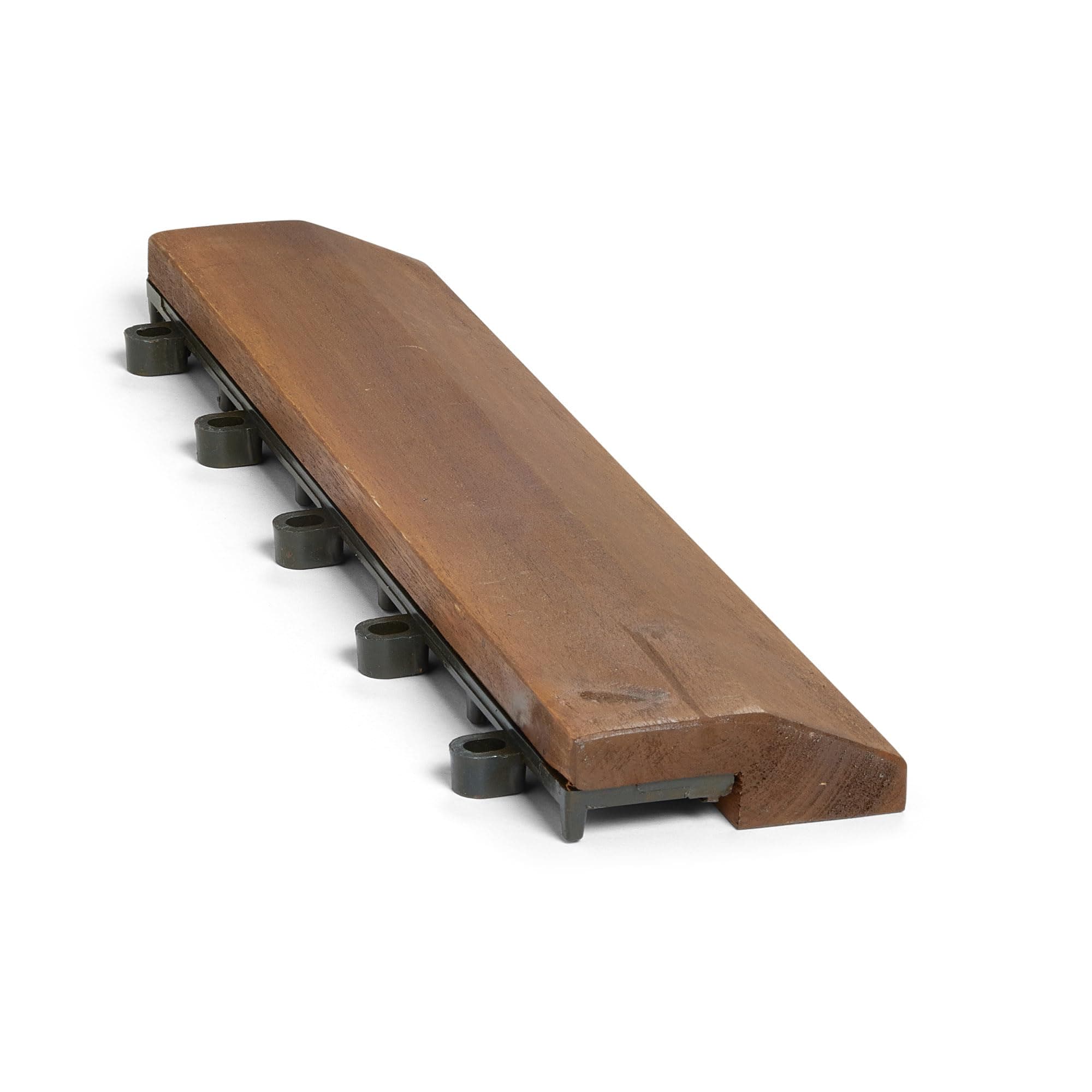 CLICK-DECK 8x Straight Edges Wooden Hardwood Interlocking Decking Tiles - Patio, Garden, Balcony Edging