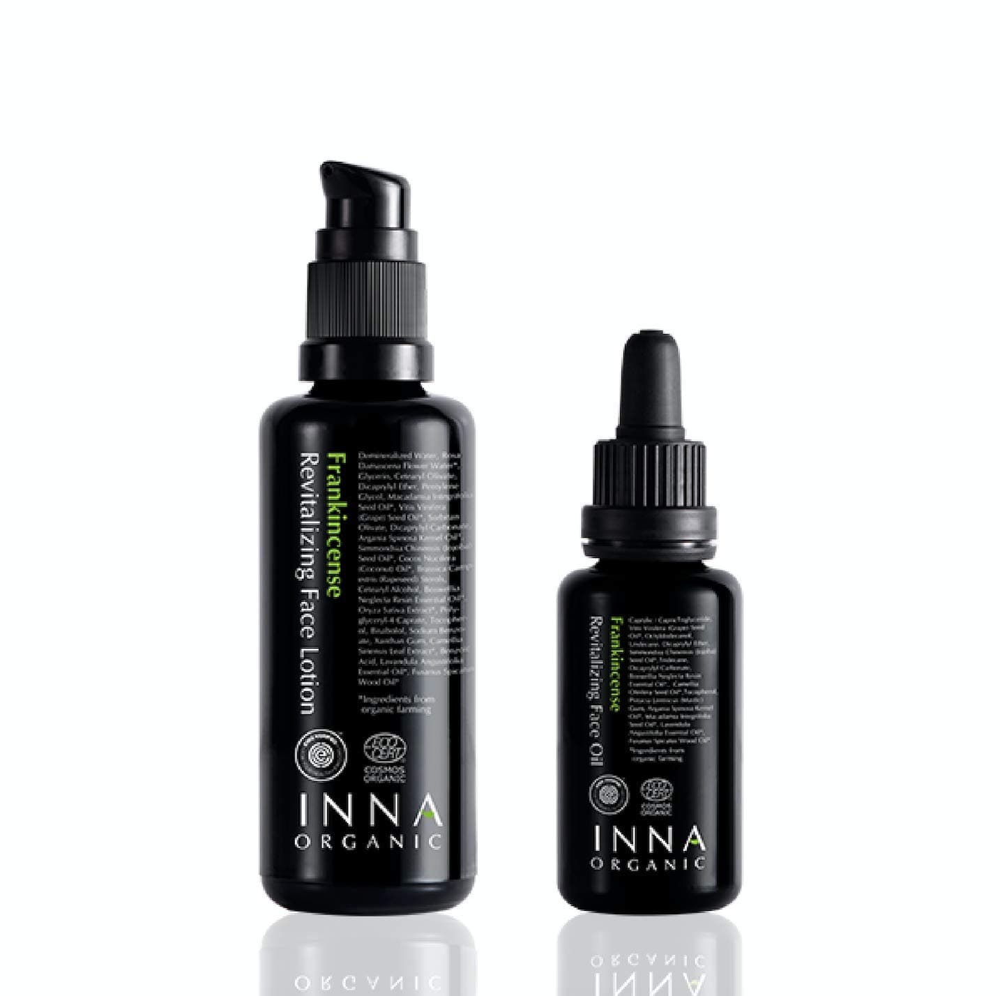 FRANKINCENSE REVITALIZING FACE OIL AND LOTION DUO, Anti-Aging, Wrinkle Care, Moisturzing, Luxury Clean Beauty, Certified Organic