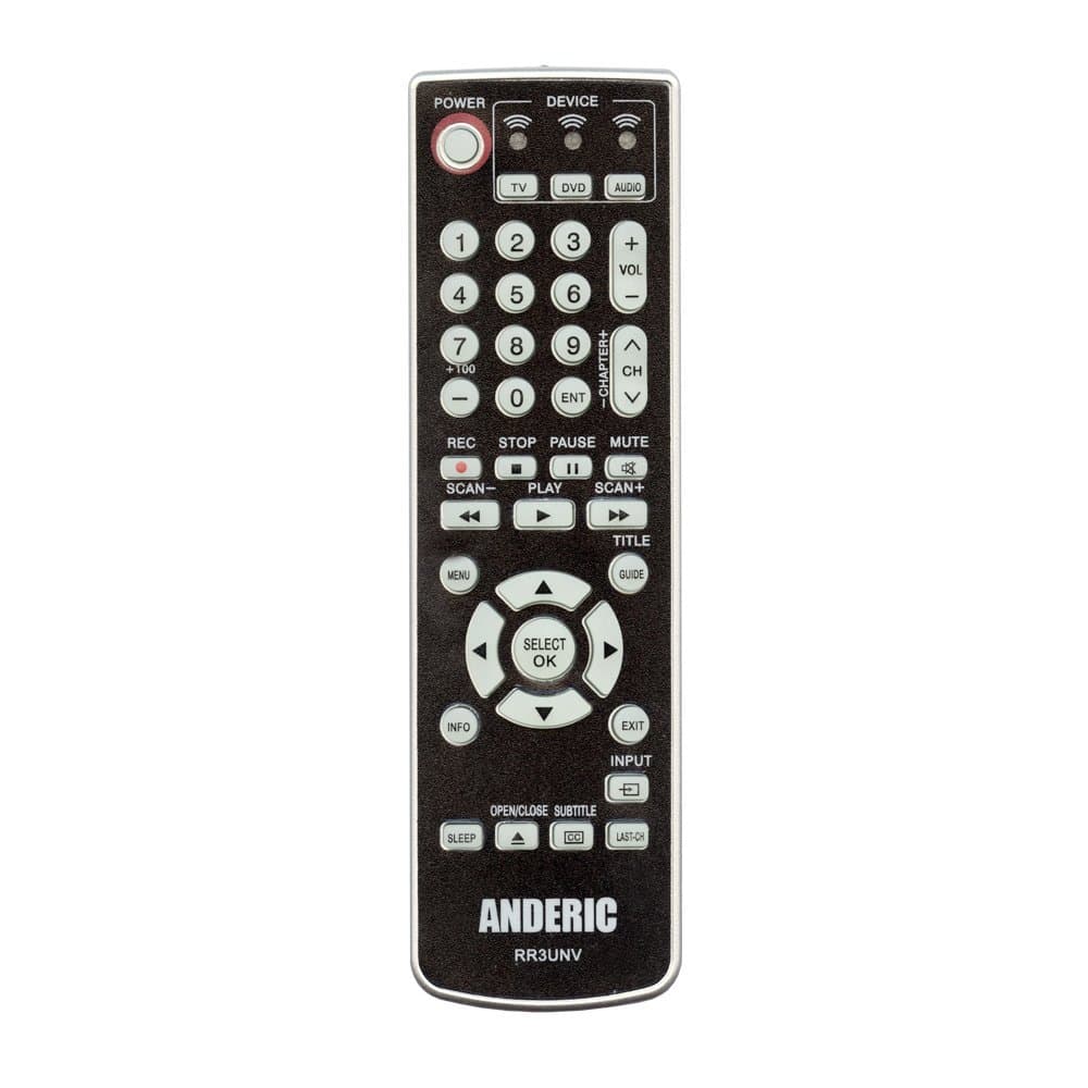 Anderic 3-Device Universal with Learning - Glow keys - Easy to program - Palm-Sized - Replaces RCA, Philips, One-for-all, Sony and more - RR3UNV - SUB FOR RCR503BR, RCR503BE, RCR503BZ