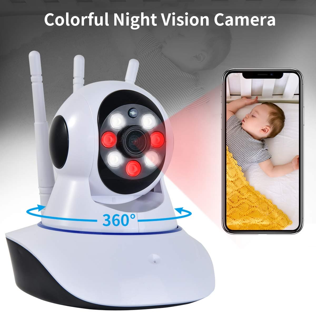 WiFi Video Baby Monitor Camera with Colorful Night Vision,1080P WiFi Indoor Home Security Surveillance Cameras for Child Home Pet with Remote Control&2 Way Audio-(YouTube Set up Video)