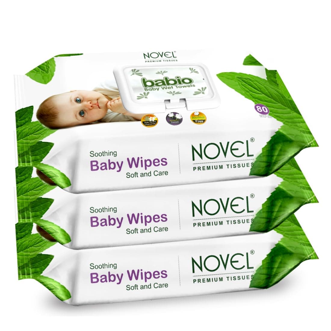 Baby Wet Wipes/Pack With Lid (Pack of 3-80 sheet)