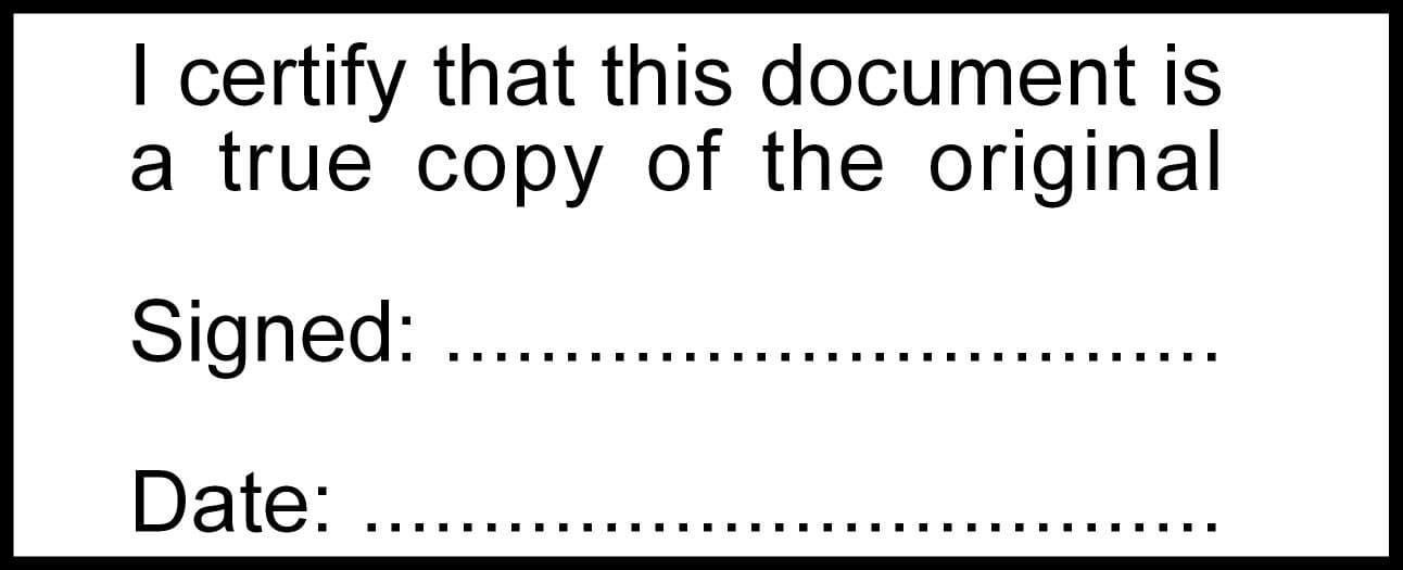 Notary Stamp - True Copy of Original Stamp (23 X 59mm)