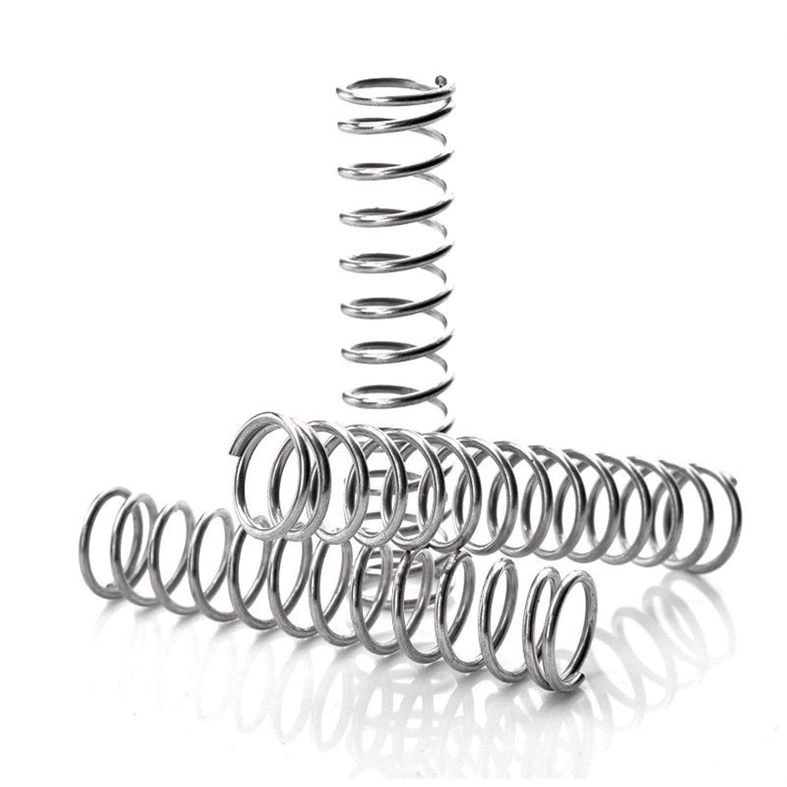 10Pcs Compression Springs Wire Diameter 0.8mm Outer Dia 8mm Free Length 50mm Coil Mechanical Spring Set Silver Tone