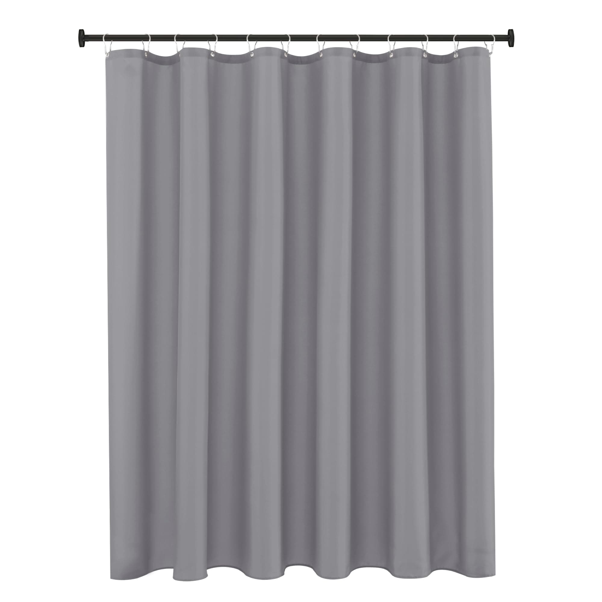 Fabric Shower Curtain Liner 72 Inches by 72 Inches, Silver Grey Water Resistant Bathroom Curtains Rust Resistant Grommets & Weighted Bottom Hem Machine Washable