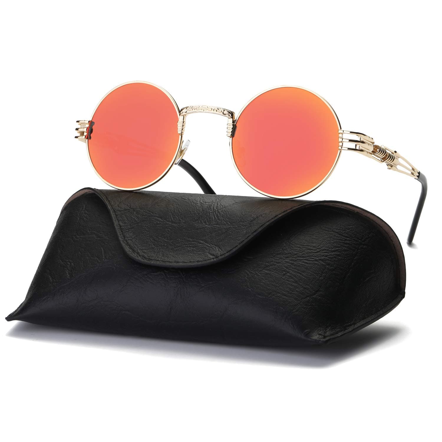 Ray Parker Sunglasses for Men Metal Retro UV Protection Round Punk Mirrored Lens RP8010