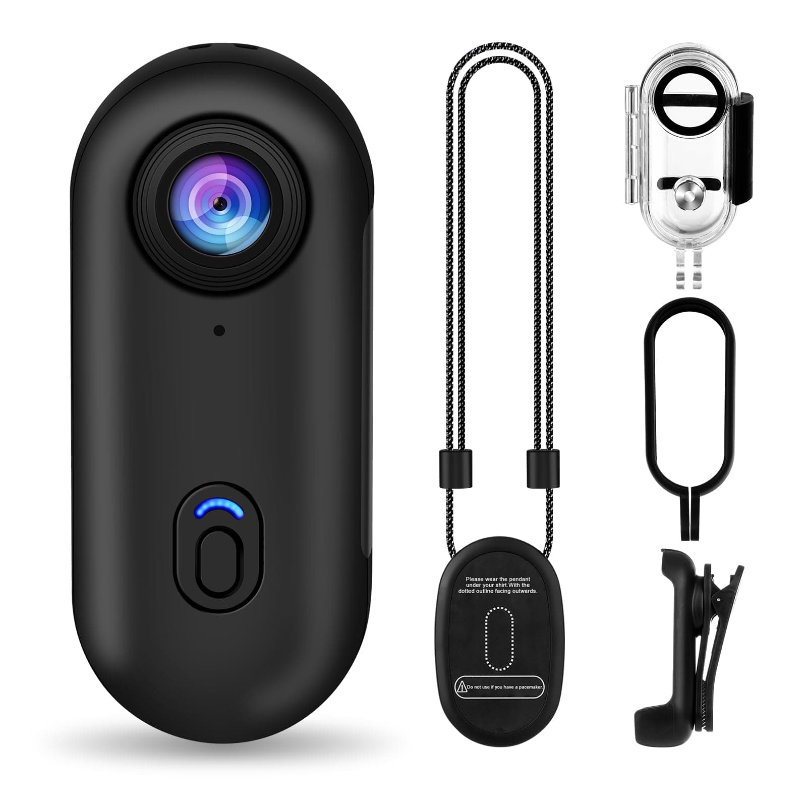 i3 4K Action Camera Thumb Small Size Mount Anywhere Small Body Camera with Spring Clip Portable Vlogging Hands-Free POV Recording Helmet Camera for