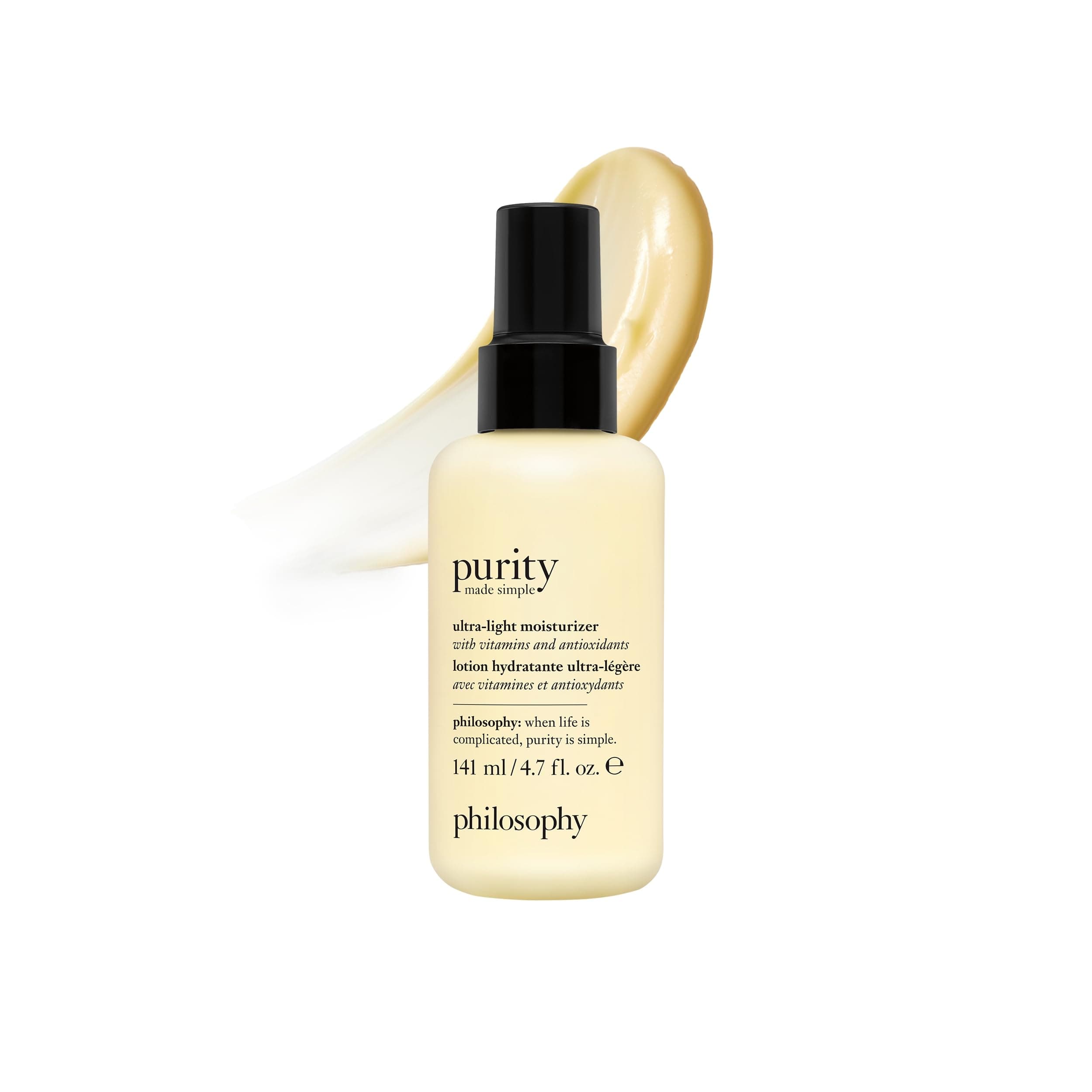 philosophy purity made simple pore ultra-light face moisturizer - with vitamins C & E, green tea, meadowfoam & chia seed oil - nourishing formula delivers 24-hour hydration - 4.7 fl oz