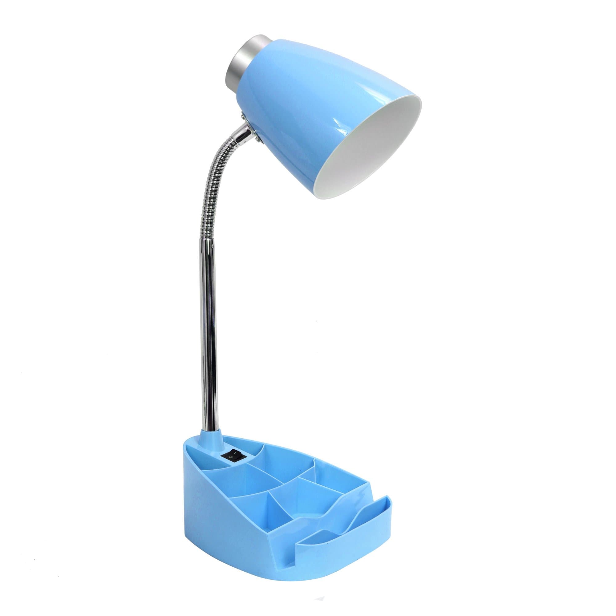 Simple DesignsLD1002-BLU Gooseneck Organizer Desk Lamp with iPad Tablet Stand Book Holder, Blue