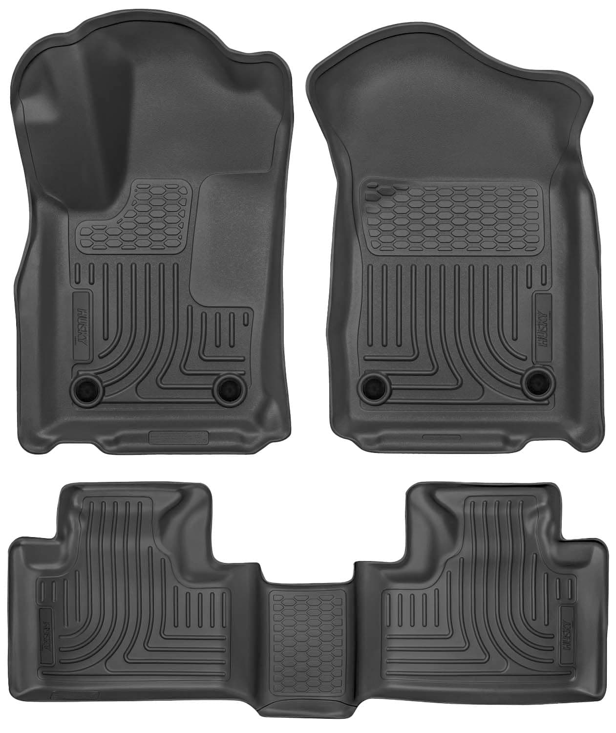 Husky Liners Weatherbeater Floor Mats | Fits 2016 - 2025 Dodge Durango; 2016 - 2021 Jeep Grand Cherokee; 2022 Jeep Grand Cherokee WK | Front & 2nd Row, 3-pc Black - 99151
