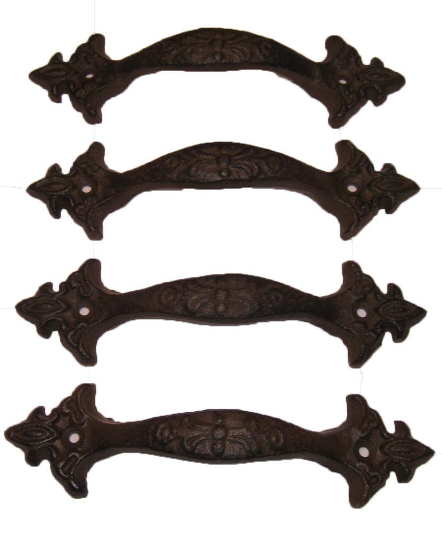 set of 4 Cast Iron Antique Reproduction Door Drawer Cabinet Pulls