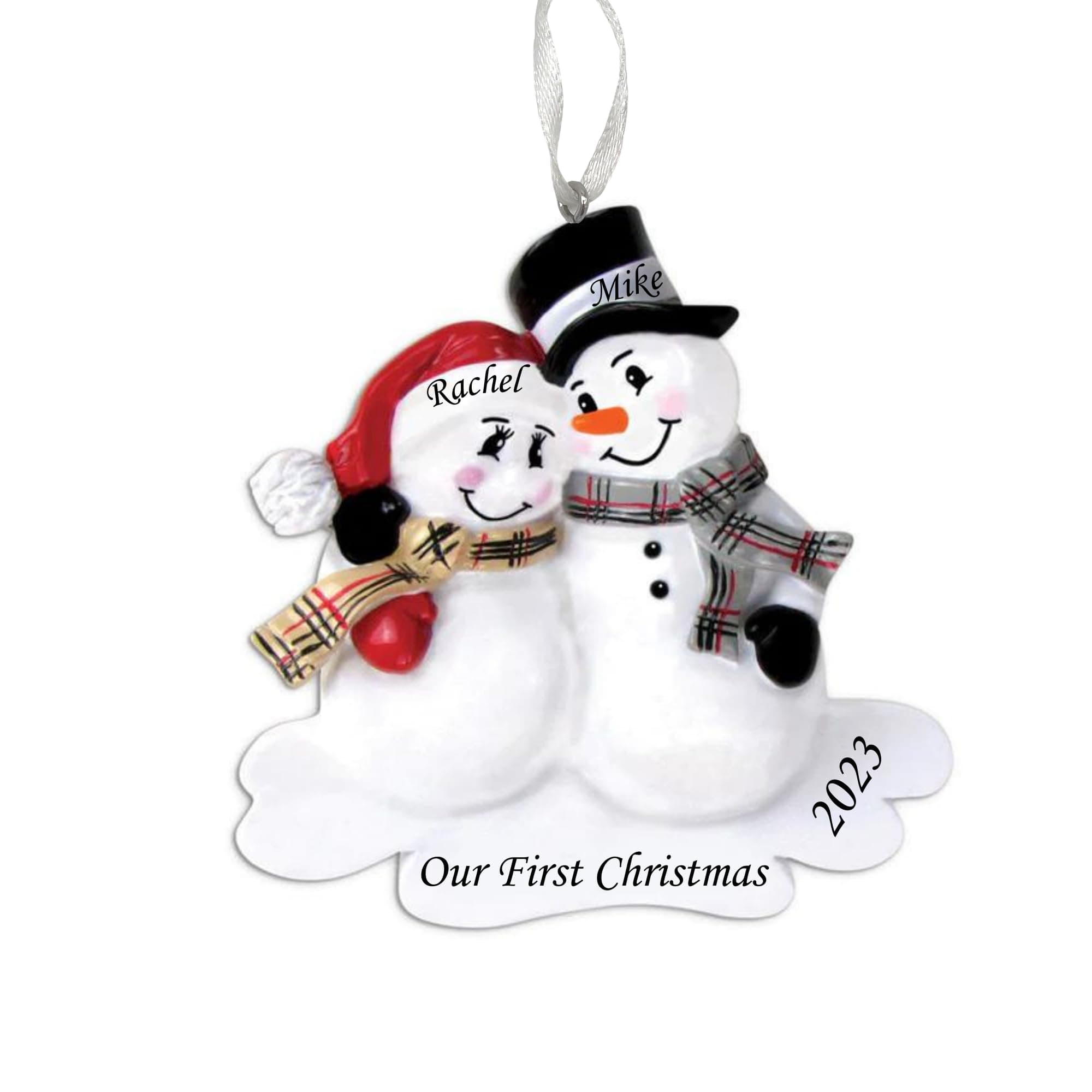 2025 Couple Personalized Christmas Ornament – Custom Gift for Couples, Newlyweds, Married & Engaged Partners – Engraved Decoration for First Christmas Together (Snowman Couple)