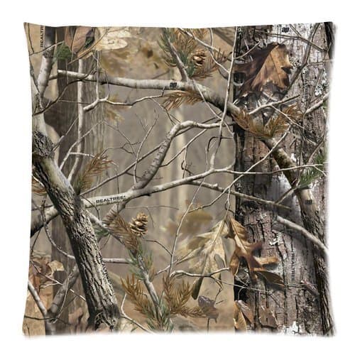 HL HLPPC Simple Real Tree Camo Camouflage Design 16 by 16 Inch Cushion Cover Zippered Polyester Square Pillow Case