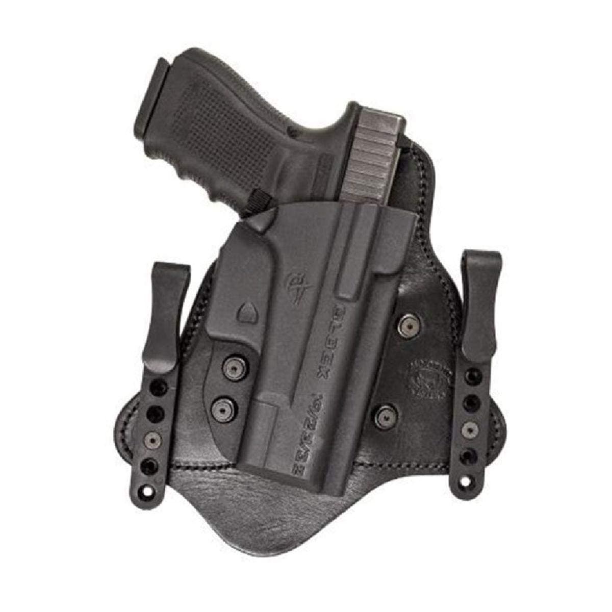 Comp-Tac MTAC IWB Tuckable Hybrid Holster with Leather Backing and 1.5" Black Belt Clips