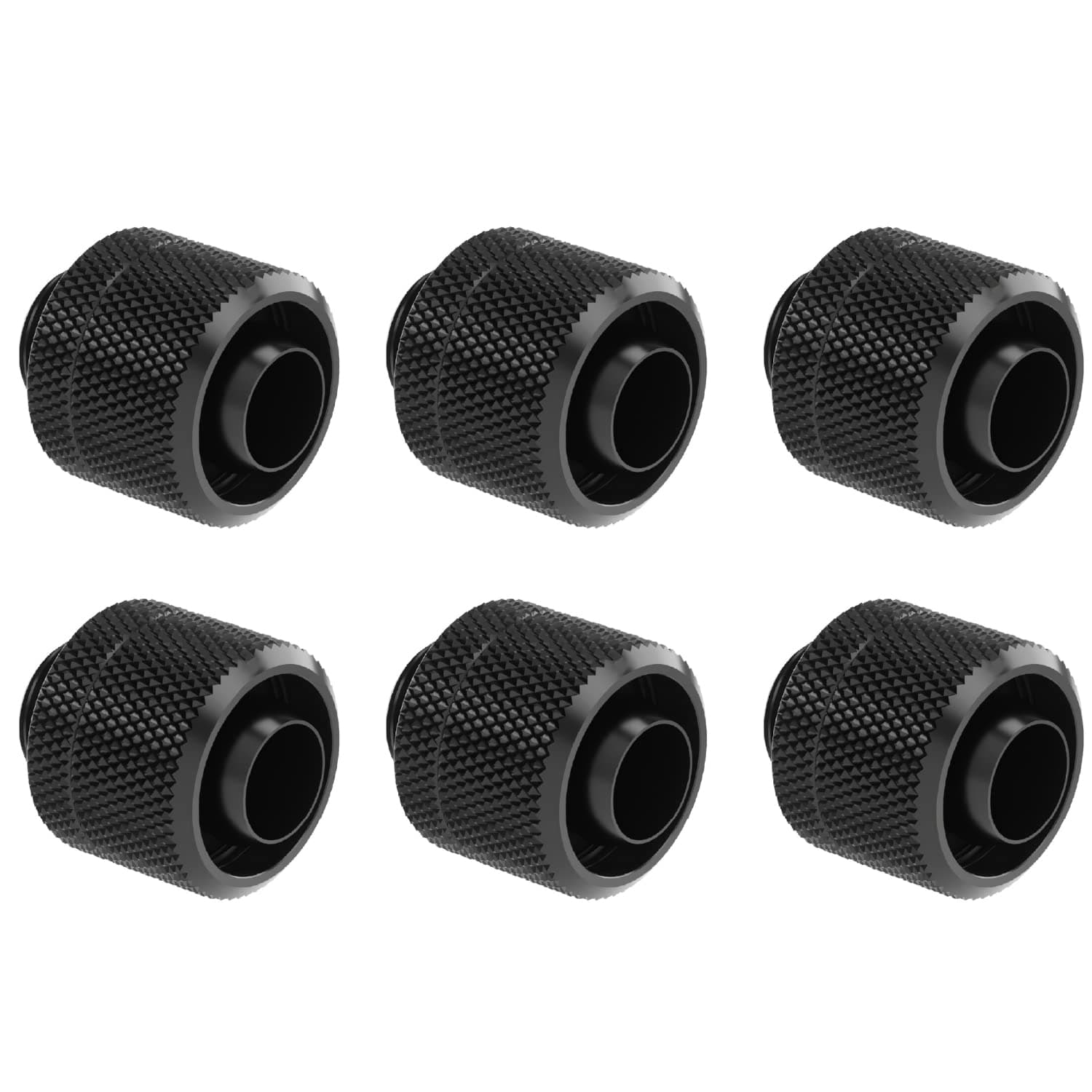 Dracaena 6 pack G1/4" thread to 3/8" ID, 5/8" OD Compression Fitting for Soft Tubing, Soft Tube Connectors for Computer Water Cooling System, Black