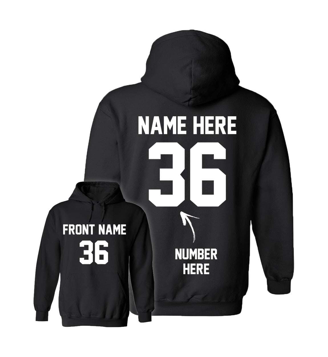 Custom Hoodies - Add Your Name & Number - 2 Side Personalized Sweaters