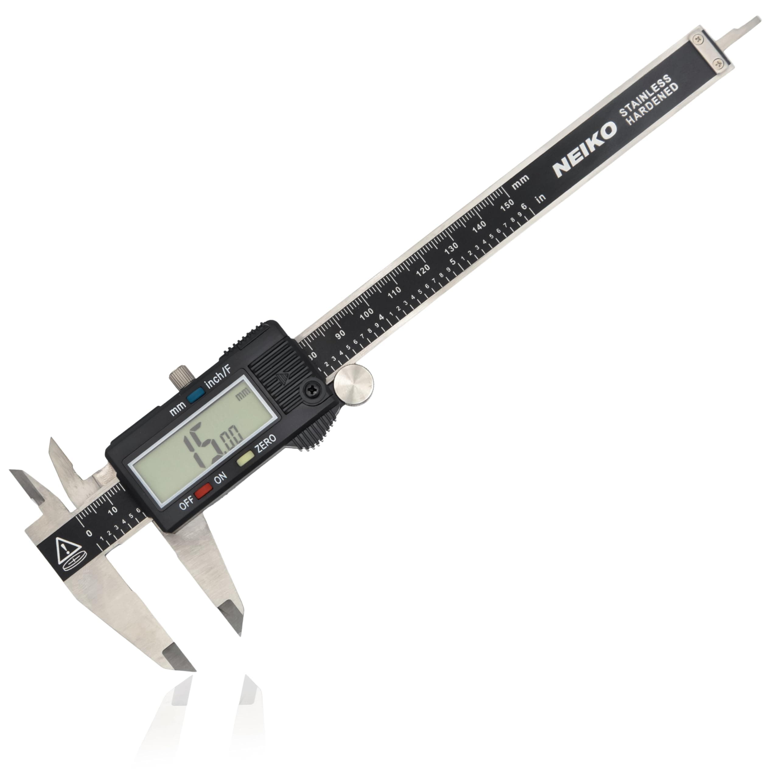 01407A Electronic Digital Caliper Stainless Steel Body With Large Lcd Screen | 0-6 Inches | Inch/Fractions/Millimeter Conversion,Silver/Black