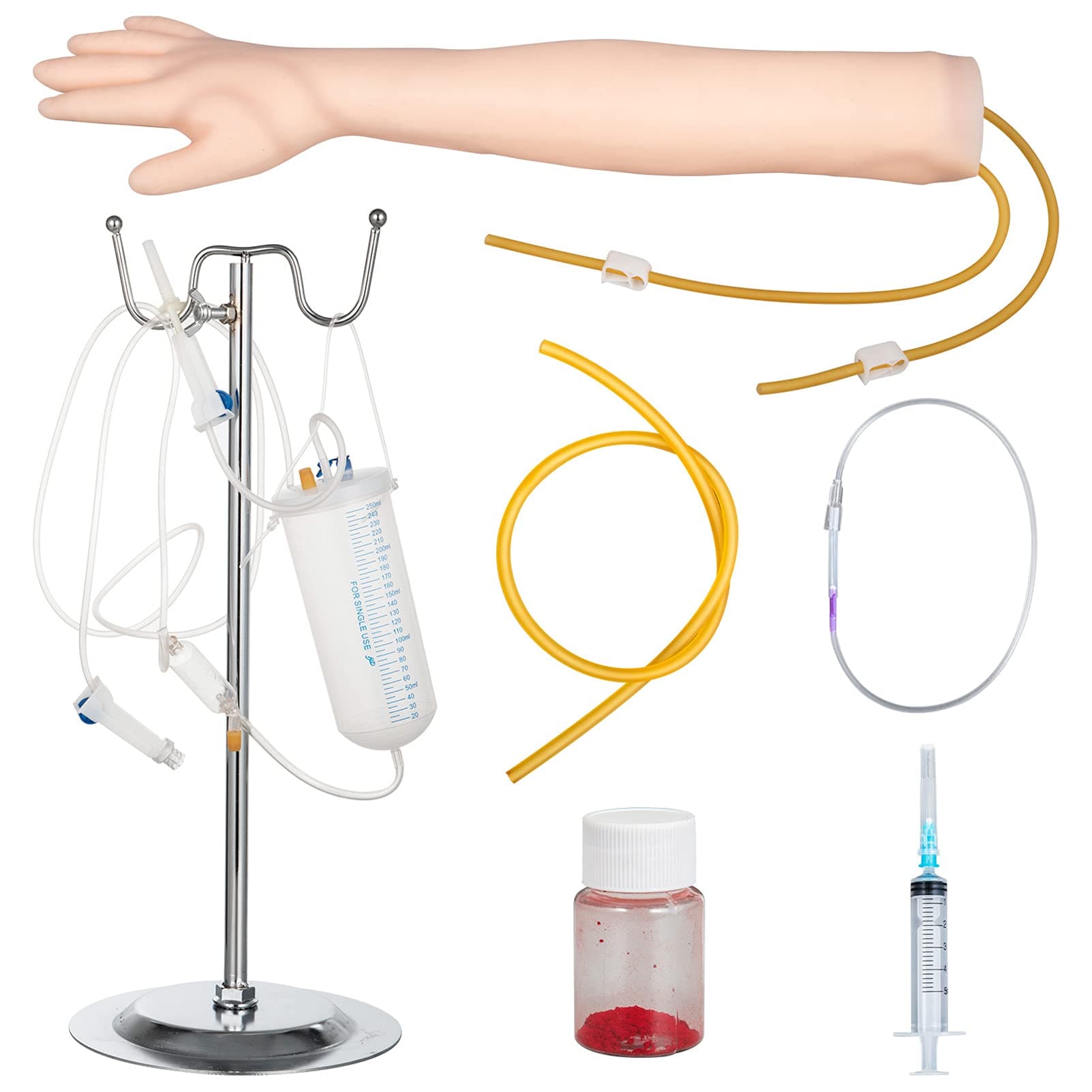 IV Intravenous Practice Arm Kit, Phlebotomy & Venipuncture Practice Nurse Training Model with Infusion Stand, Intravenous Infusion Injection Training Model